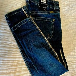 Skinny leg jeans with sequin side trim